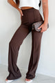 Work Talk High Waist Dress Pant (Chocolate) - NanaMacs