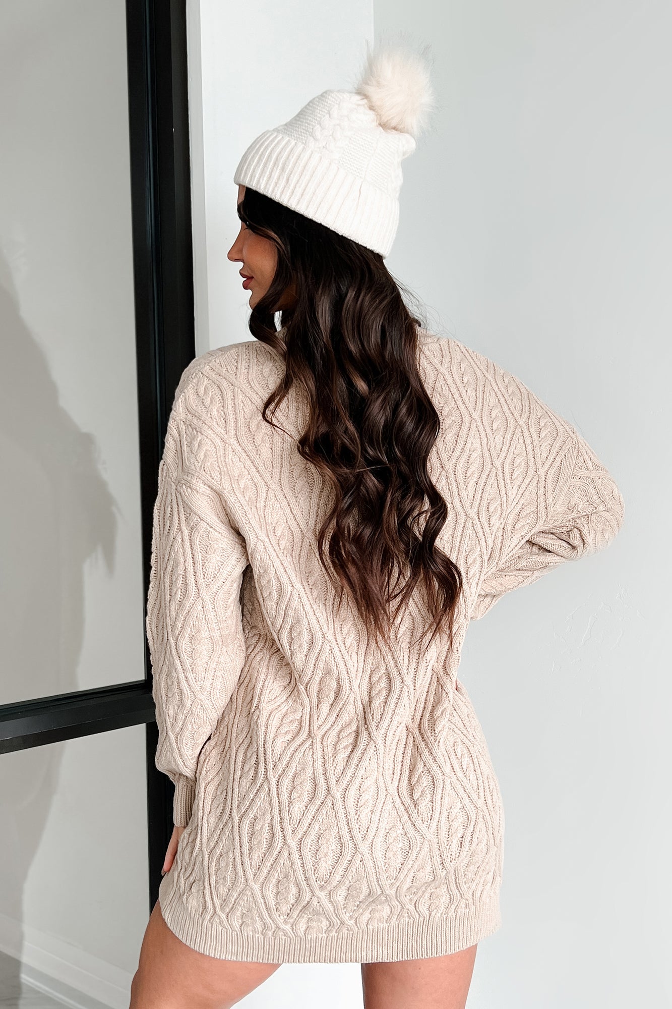 Hiding From The Cold Cable Knit Cardigan (Taupe) - NanaMacs