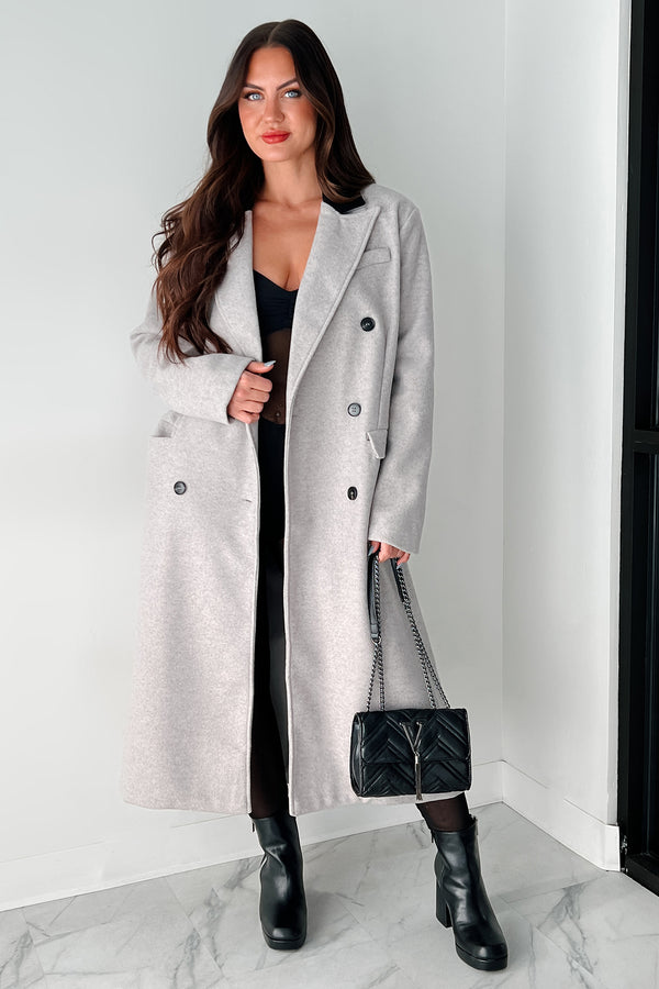 Viktor Double-Breasted Long Coat (Heather Gray) - NanaMacs