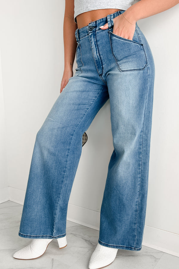 Betty Non-Distressed High Rise Wide Leg Sneak Peek Jeans (Medium Light) - NanaMacs