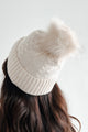 Snowflake Kisses Cable Knit Pom Beanie (Ivory)