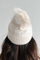 Snowflake Kisses Cable Knit Pom Beanie (Ivory) - NanaMacs