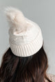 Snowflake Kisses Cable Knit Pom Beanie (Ivory)