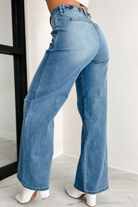 Betty Non-Distressed High Rise Wide Leg Sneak Peek Jeans (Medium Light) - NanaMacs