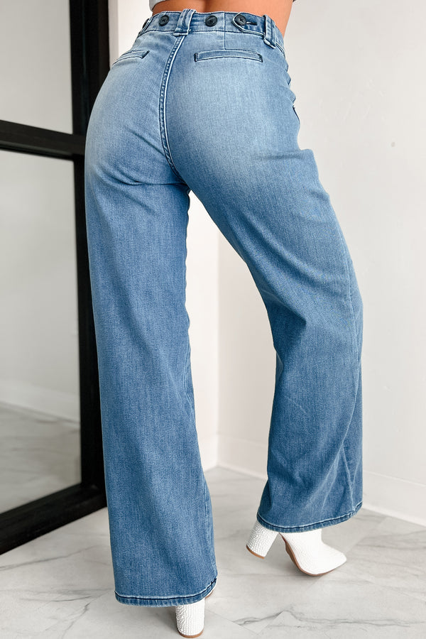 Betty Non-Distressed High Rise Wide Leg Sneak Peek Jeans (Medium Light) - NanaMacs