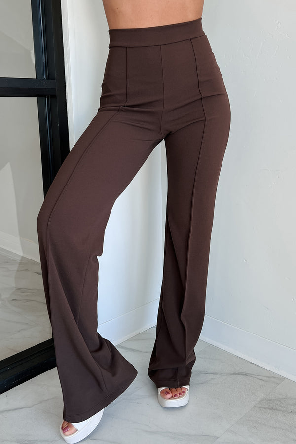 Work Talk High Waist Dress Pant (Chocolate) - NanaMacs