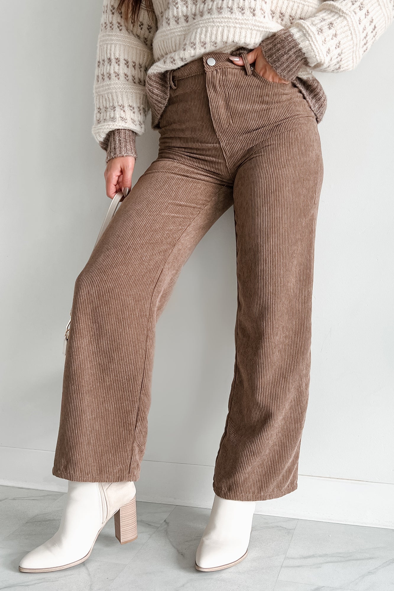 Zachary High Rise Corduroy Pants (Mocha)