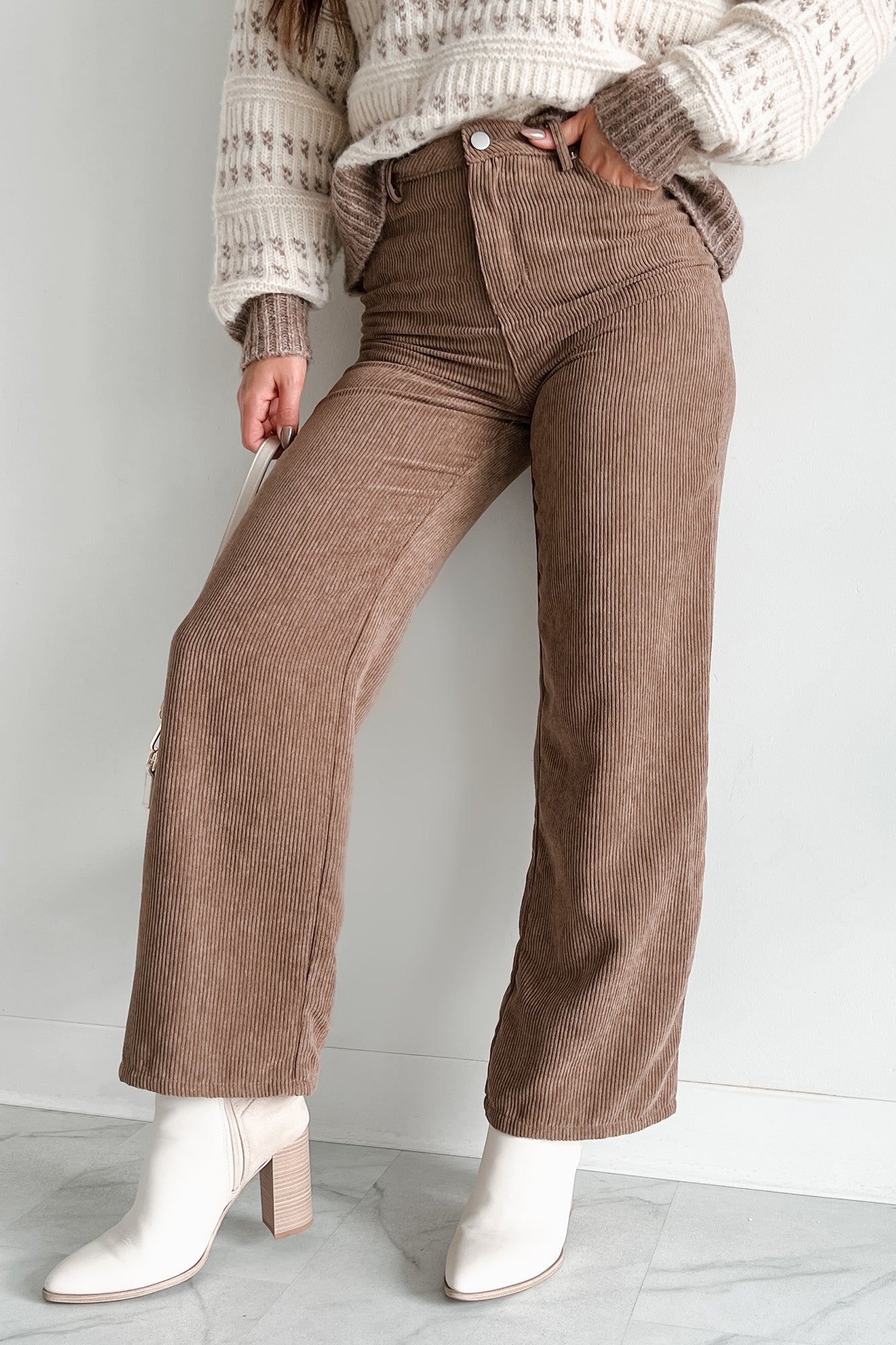 Zachary High Rise Corduroy Pants (Mocha) · NanaMacs