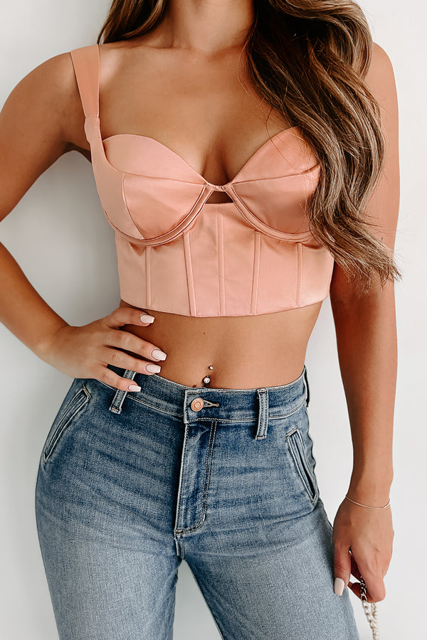 Refresh Your Memory Satin Bustier Crop Top (Mauve) - NanaMacs