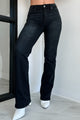 Elam Mid Rise Slim Straight Risen Jeans (Black) - NanaMacs