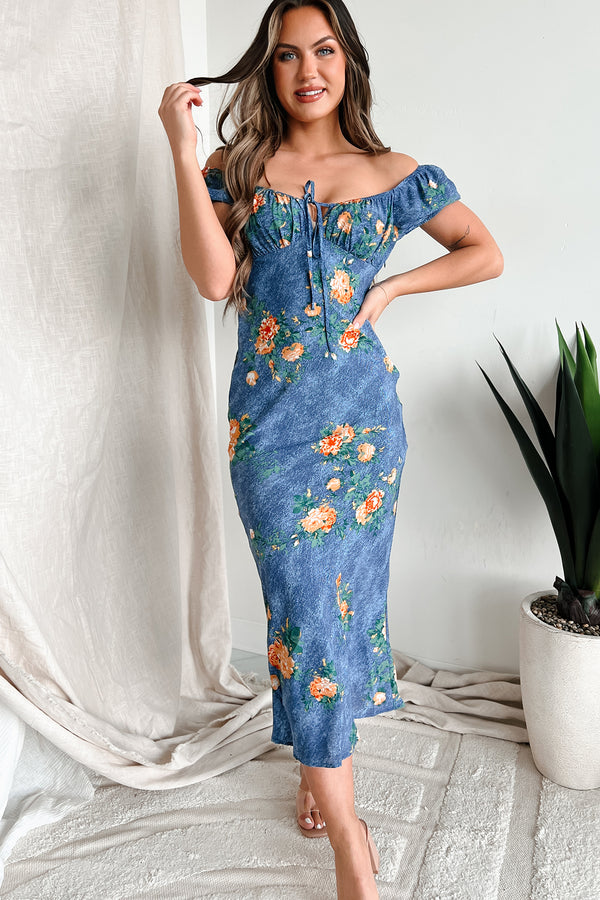 April Showers Floral Maxi Dress (Blue) - NanaMacs