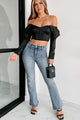 In My Sassy Mode Off The Shoulder Crop Corset Top (Black) - NanaMacs