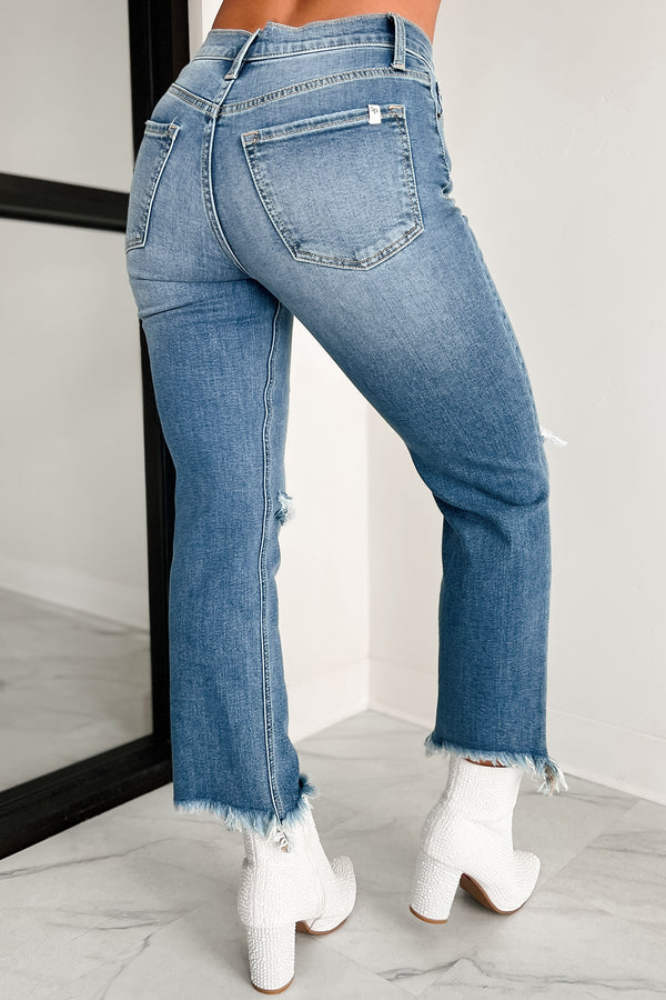 Melbourne High Rise Distressed Sneak Peek Straight Leg Jeans (Medium Light) - NanaMacs