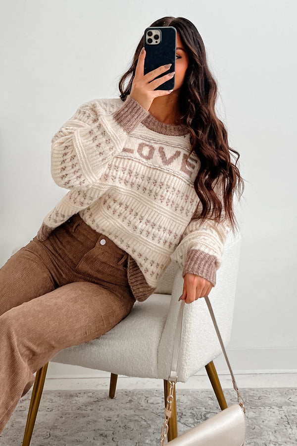 Cozy & Loving It Fair Isle Sweater (Oatmeal/Cream) - NanaMacs