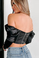 In My Sassy Mode Off The Shoulder Crop Corset Top (Black) - NanaMacs