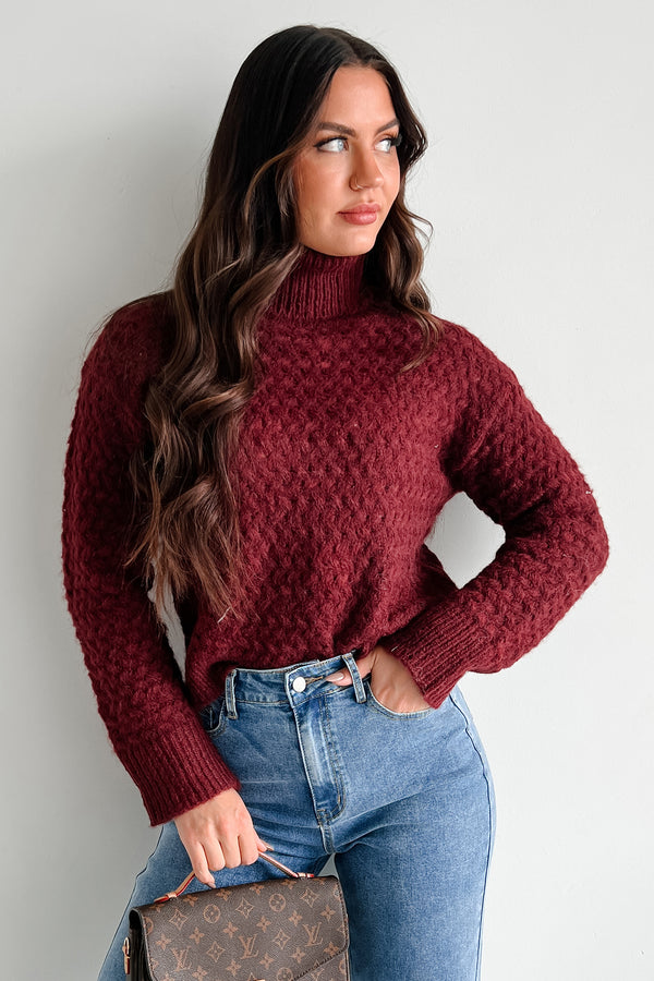 Existing In The Moment Turtleneck Sweater (Burgundy) - NanaMacs