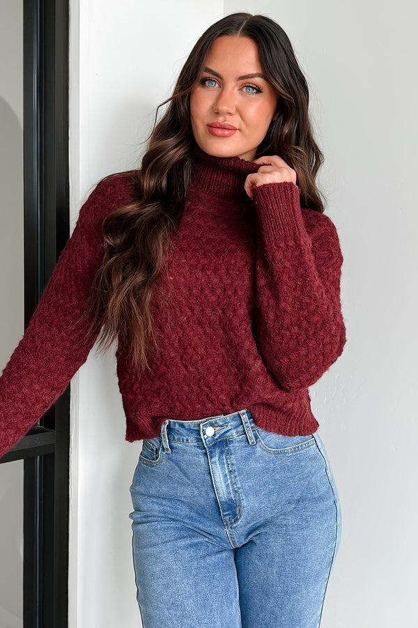 Existing In The Moment Turtleneck Sweater (Burgundy) - NanaMacs