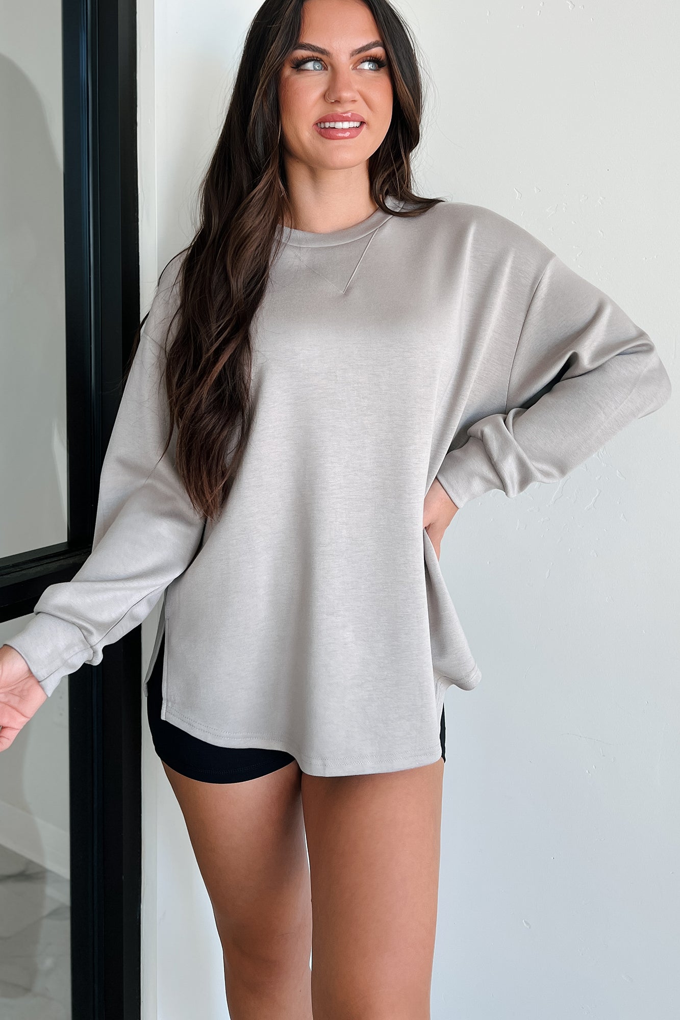 Faulkner Oversized Long Sleeve Top (Stone) - NanaMacs