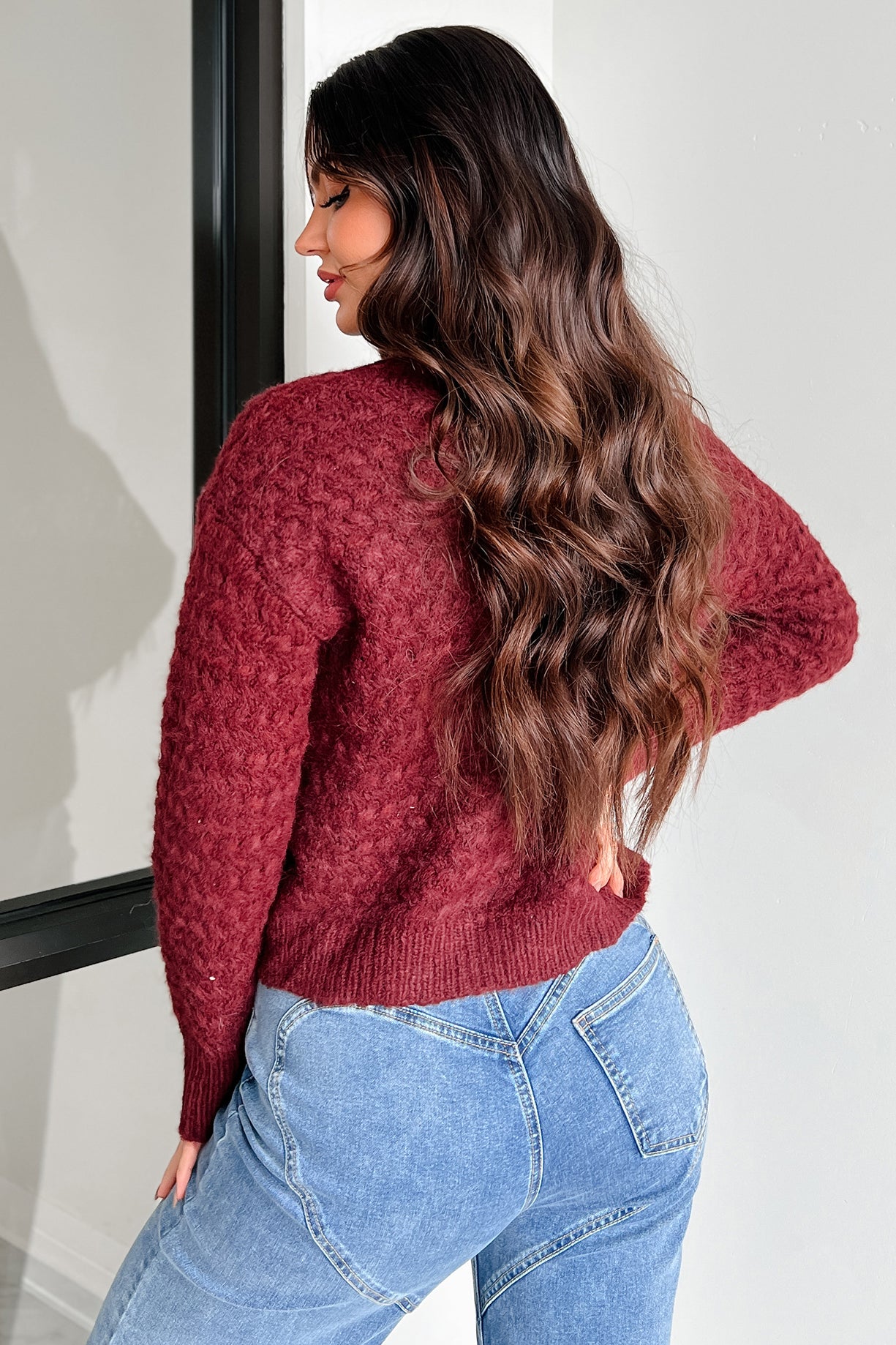 Existing In The Moment Turtleneck Sweater (Burgundy) - NanaMacs