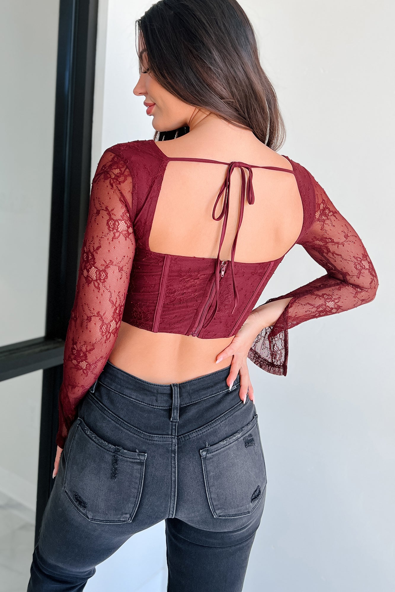burgundy bustier top