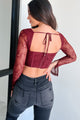 Captivating Presence Lace Bustier Corset Top (Maroon) - NanaMacs