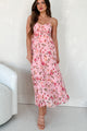 Sweet By Nature Pleated Floral/Bird Print Dress (Pink Multi) - NanaMacs