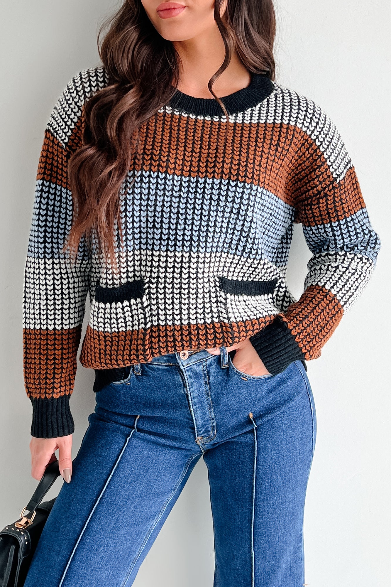 Warm Embrace Colorblock Sweater (Black Multi) - NanaMacs