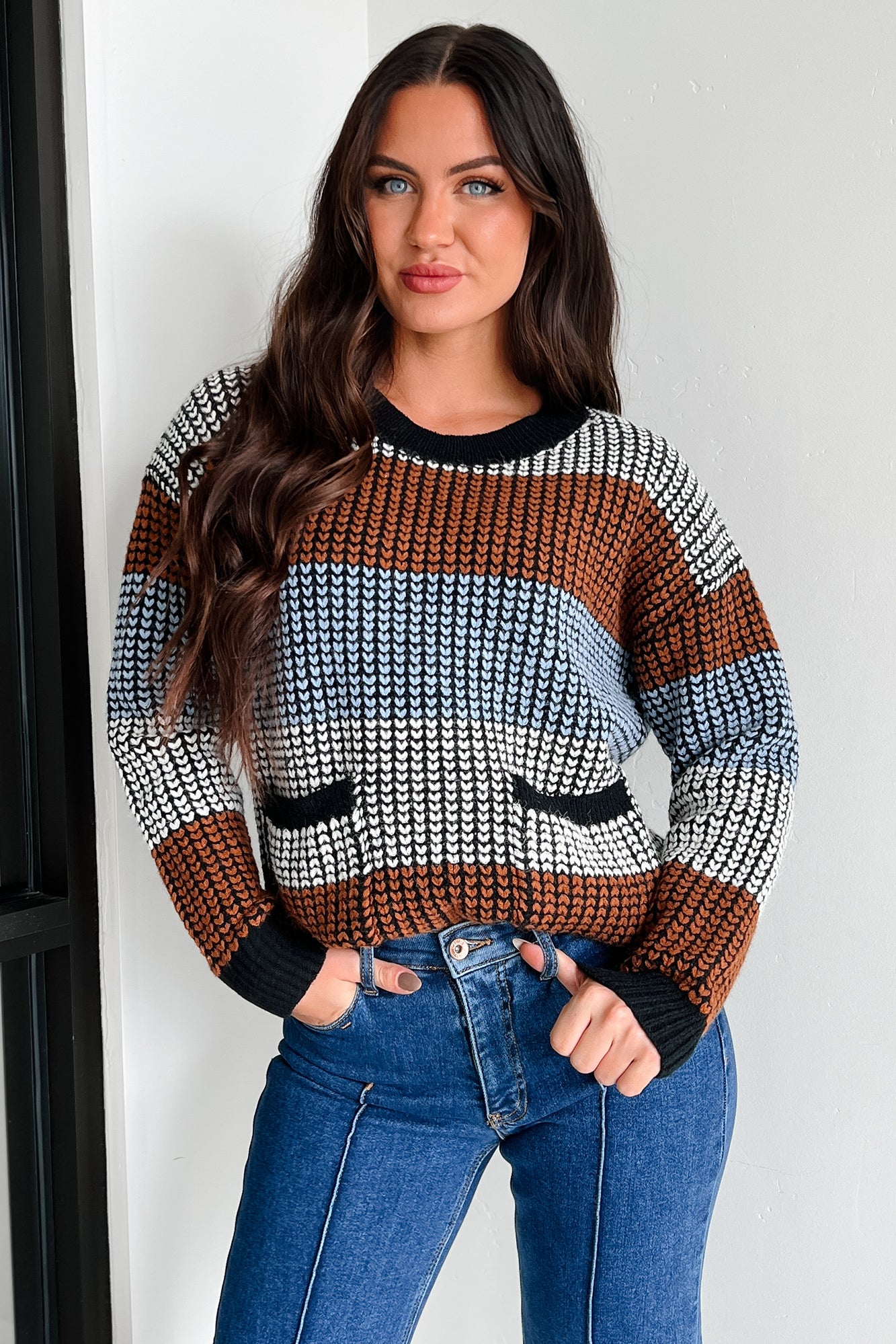 Warm Embrace Colorblock Sweater (Black Multi)