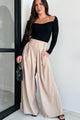 Leave A Message Lace Up Palazzo Pants (Beige) - NanaMacs