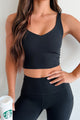 Andy V-Neck Padded Crop Tank (Black) - NanaMacs