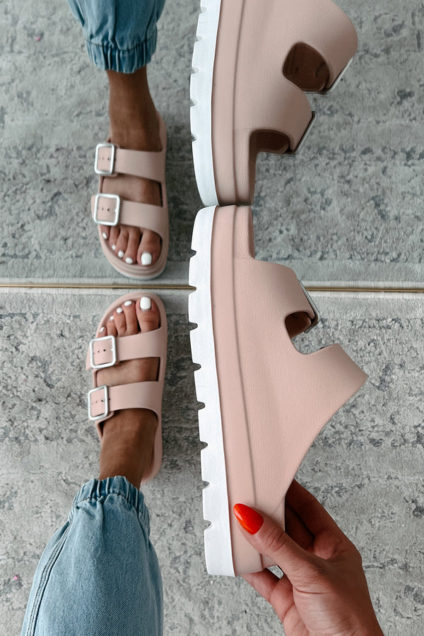 Casually Crushing Chunky Platform Sandals (Blush) - NanaMacs