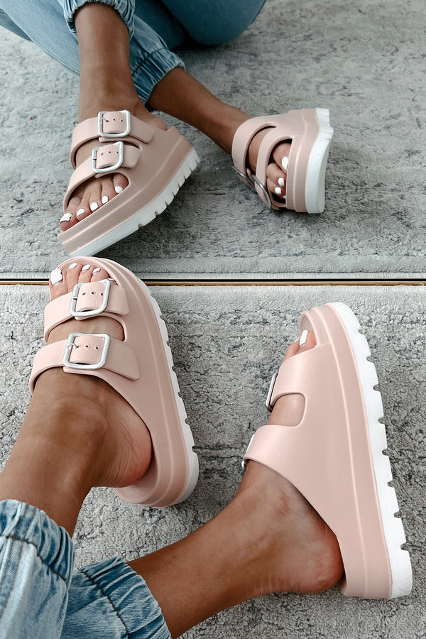 Casually Crushing Chunky Platform Sandals (Blush) - NanaMacs