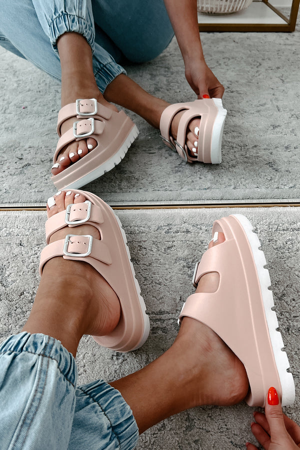 Casually Crushing Chunky Platform Sandals (Blush) - NanaMacs