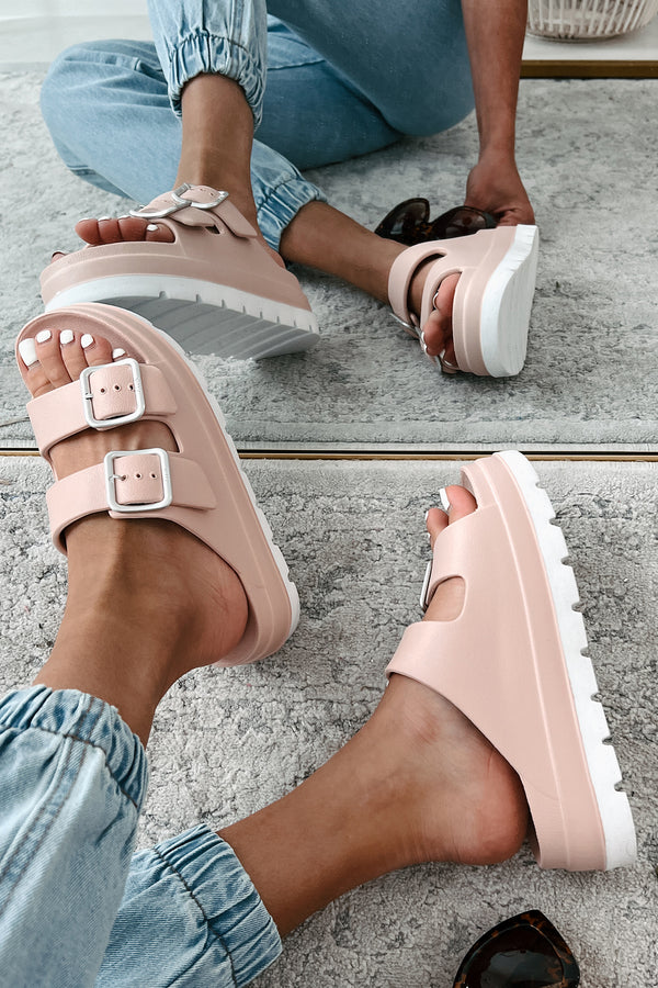 Casually Crushing Chunky Platform Sandals (Blush) - NanaMacs