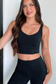 Andy V-Neck Padded Crop Tank (Black) - NanaMacs