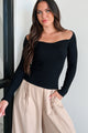 Cool Allure Sweetheart Sweater Top (Black) - NanaMacs