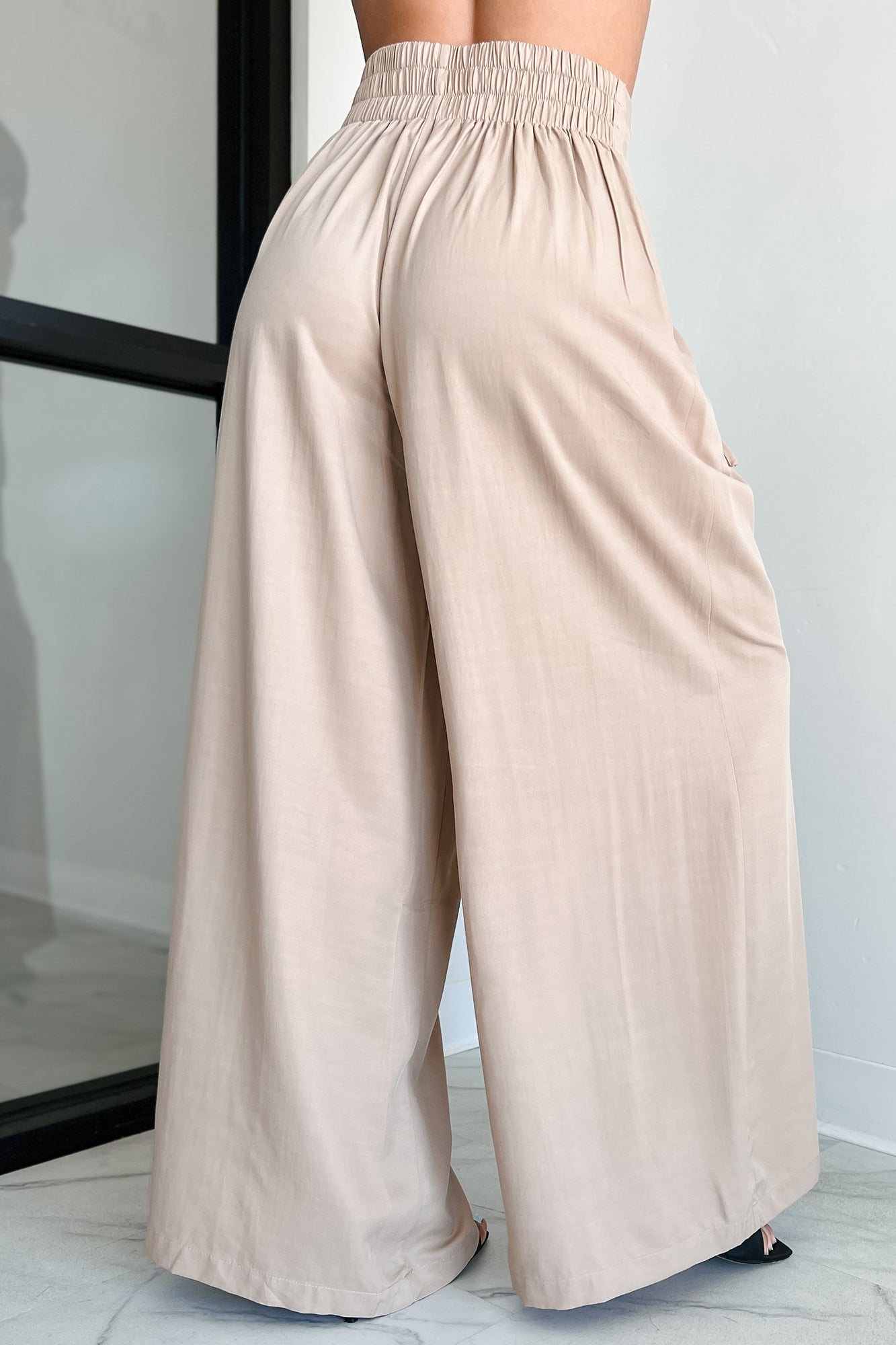 Leave A Message Lace Up Palazzo Pants (Beige) - NanaMacs