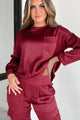 Taking What's Owed Satin Long Sleeve Top (Maroon) - NanaMacs