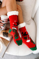 DOORBUSTER Call Me Rudolph Sherpa Lined Holiday Slipper Socks (Red) - NanaMacs