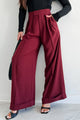 Wall Street Wanna Be Pleated Wide Leg Pants (Wine) - NanaMacs