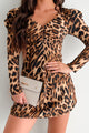 Wild Tales Leopard Print Mini Dress (Brown Combo)