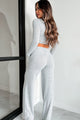 Asa Heathered Knit Crop Top & Pants Set (Heather Grey) - NanaMacs