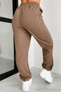 Putting Life On Hold Fleece Two-Piece Jogger Set (Mocha) - NanaMacs