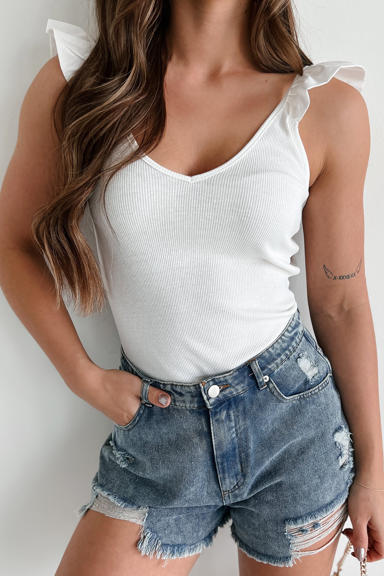 Stylish Appeal Ruffle Tank Top (White) · NanaMacs