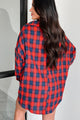 Tamsin Oversized Plaid Button Up Shirt (Red) - NanaMacs