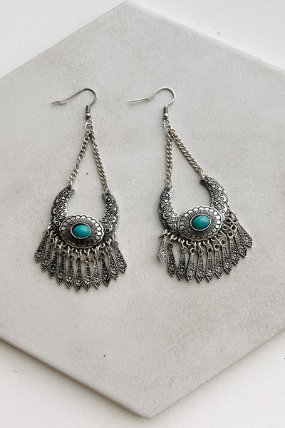 Rare Dream Western Dangle Earrings (Silver/Blue) - NanaMacs