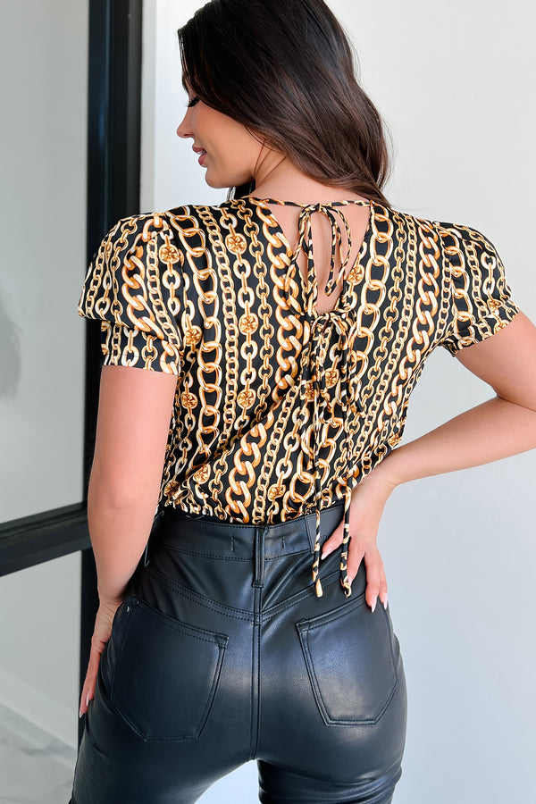 Well Connected Chain Print Bodysuit (Black) - NanaMacs