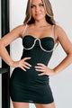 Free To Flirt Rhinestone Strap Bodycon Mini Dress (Black) - NanaMacs