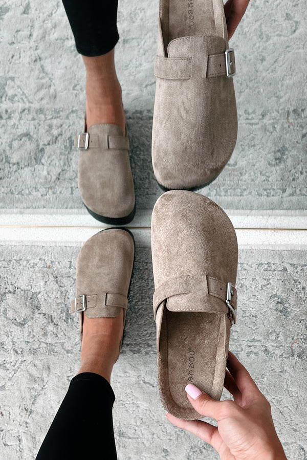 Been There Before Faux Suede Platform Clogs (Oat) - NanaMacs