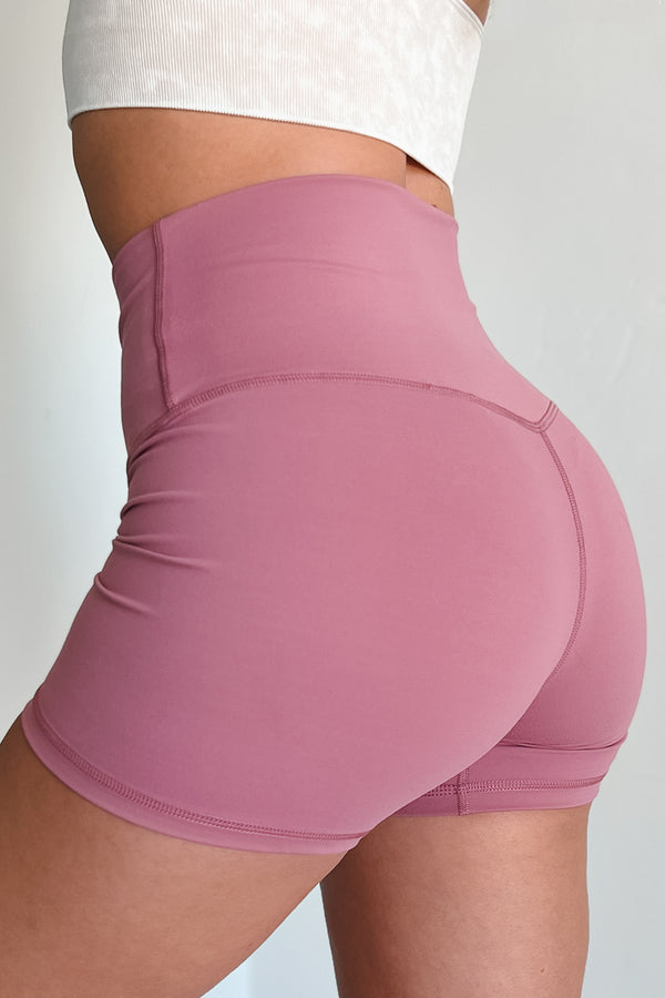 Determined To Win Buttery Soft Biker Shorts (Dusty Rose) - NanaMacs